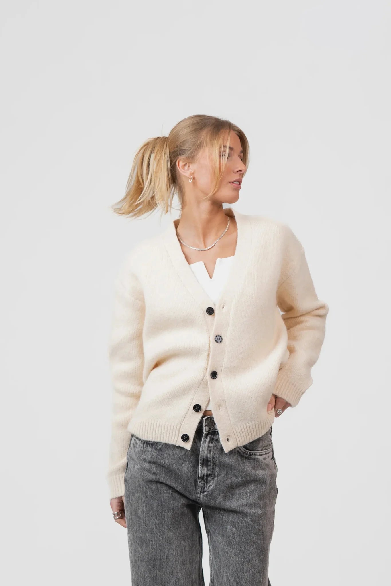 Cardigan Cremehvid | Skagen-clothing.dk